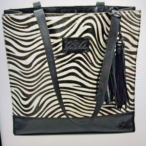 Patricia Nash Zebra Calf Hair Medium Leather Tote